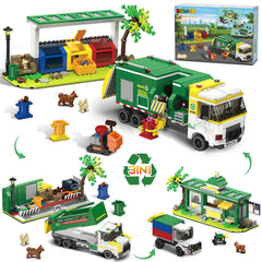 HiWEEGO City Garbage Truck assembly showing 3-in-1 play for eco-themed fun