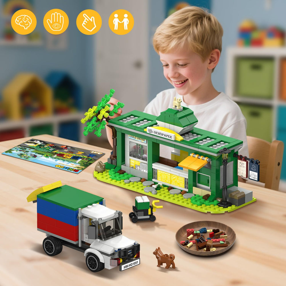 HiWEEGO newspaper stand and delivery van close-up for storytelling details