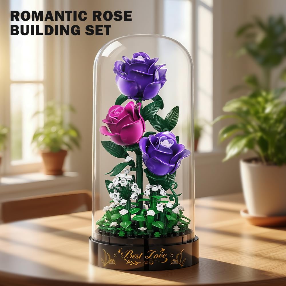 HiWEEGO everlasting rose bouquet ready for desktop display