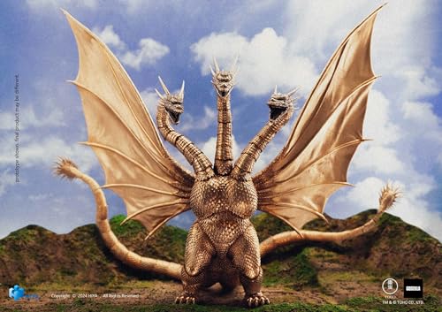 Hiya Toys King Ghidorah posing in a dramatic battle stance