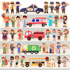 HIYZI wooden community helpers figures set for imaginative play and social skills.