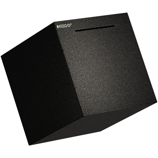 Hizgo adult piggy bank front view in durable stainless steel for long-term savings.