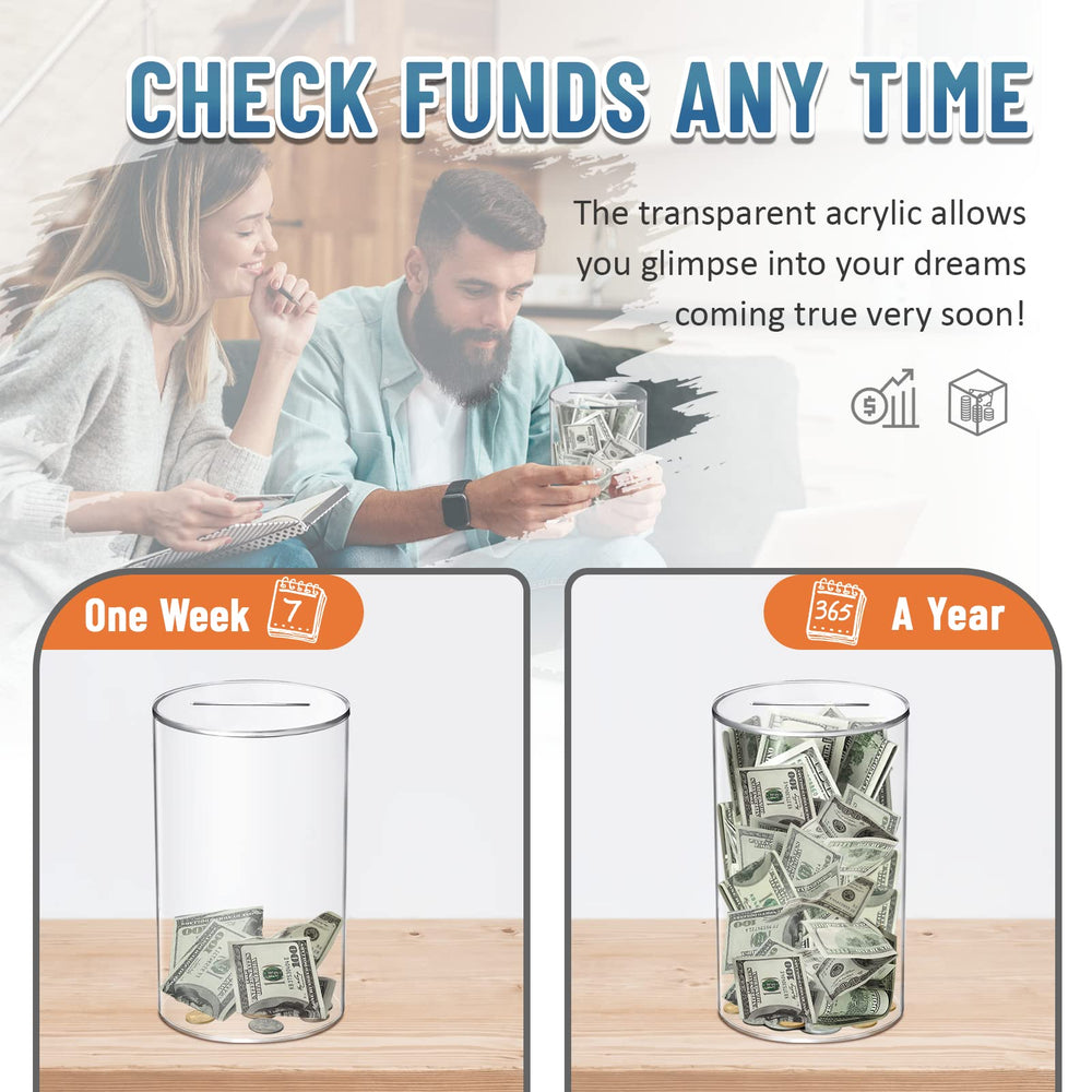 Hizgo clear piggy bank DIY-ready surface for custom art and labels