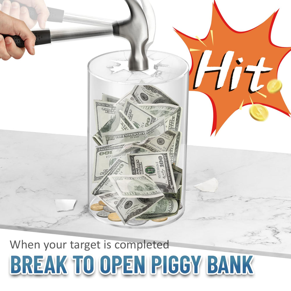 Hizgo clear piggy bank acrylic offers toughness and clear visibility