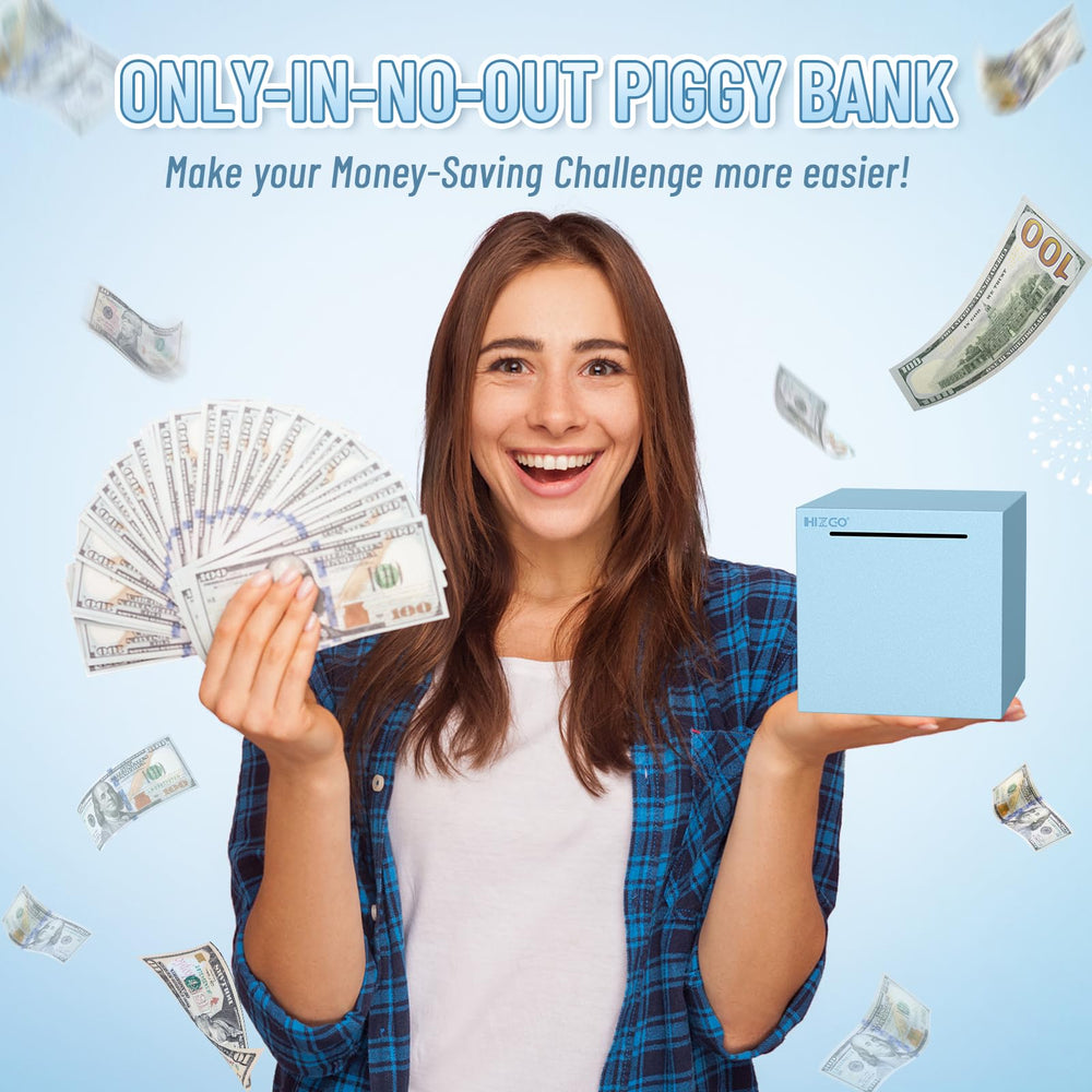 Hizgo piggy bank six color options display