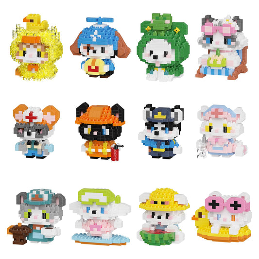 HJPLPXH cat and dog mini blocks set showcased on front cover for imaginative play