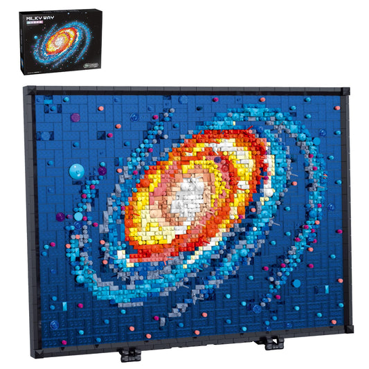 HJPLPXH Milky Way Galaxy mini bricks assembly showcases vibrant colors for a striking home display.