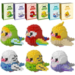 HJPLPXH Parrots mini block collection showcasing vibrant bird models for creative play