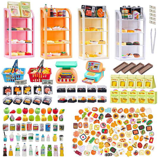 HKLMRO mini shopping baskets pair for realistic dollhouse shopping scenes.