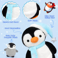 Hkojewp penguin plush embroidery detail, durable stitching for lasting hugs.