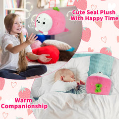 Hkojewp strawberry seal plush pillow used for reading and playtime