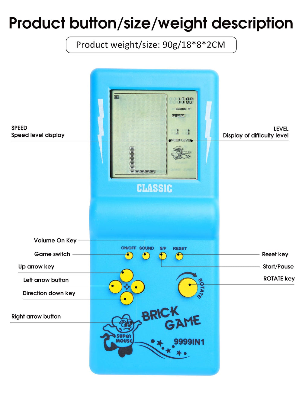 HLF brick game console blue design makes a playful gift idea