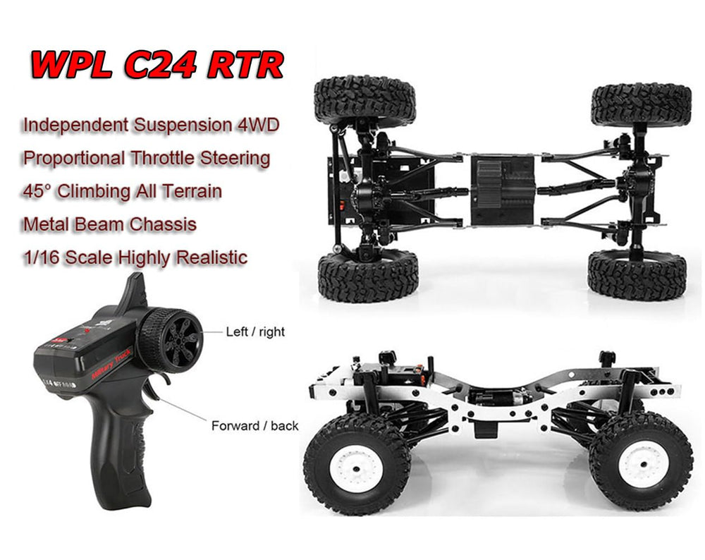 HLSFWDRIVE RC Crawler C24 LED lights enable night off-road driving.
