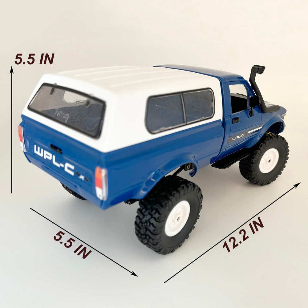 HLSFWDRIVE RC Crawler C24 suspension closeup highlights four dampers for a smoother ride.
