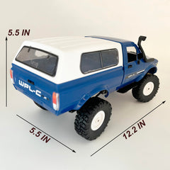 HLSFWDRIVE RC Crawler C24 suspension closeup highlights four dampers for a smoother ride.