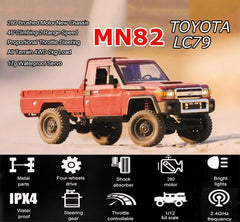 HLSFWDRIVE MN82 RC Rock Crawler open hood reveals accessible motor area