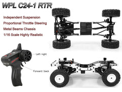 HLSFWDRIVE WPL C24-1 LED headlights for night-time off-road crawling