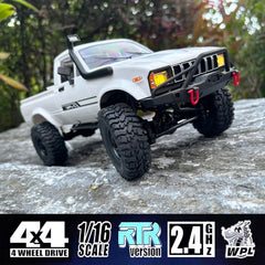 HLSFWDRIVE WPL C24-1 chassis close-up highlighting upgraded suspension system
