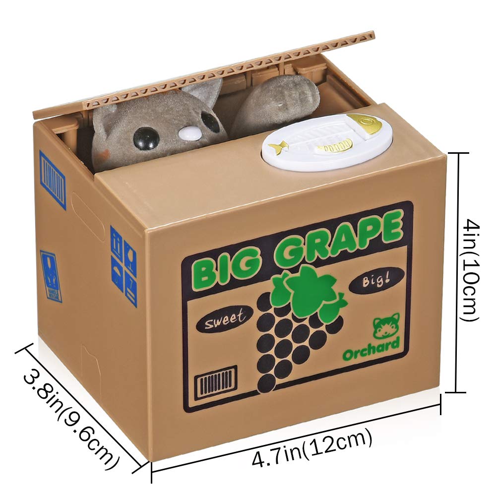 HmiL-U Grape Cat Piggy Bank compact design fits a kid's desk