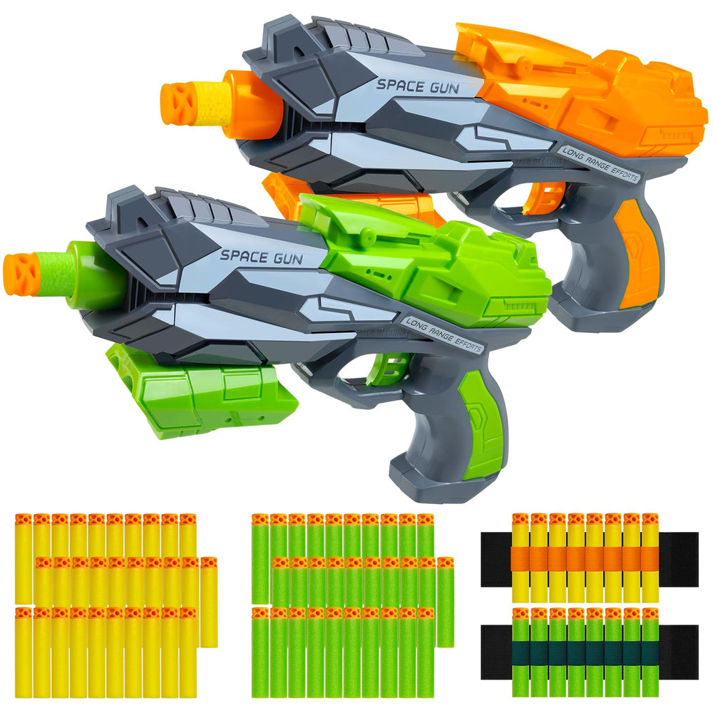 Hoavetoyz two-pack blaster guns with soft foam darts for safe outdoor fun.