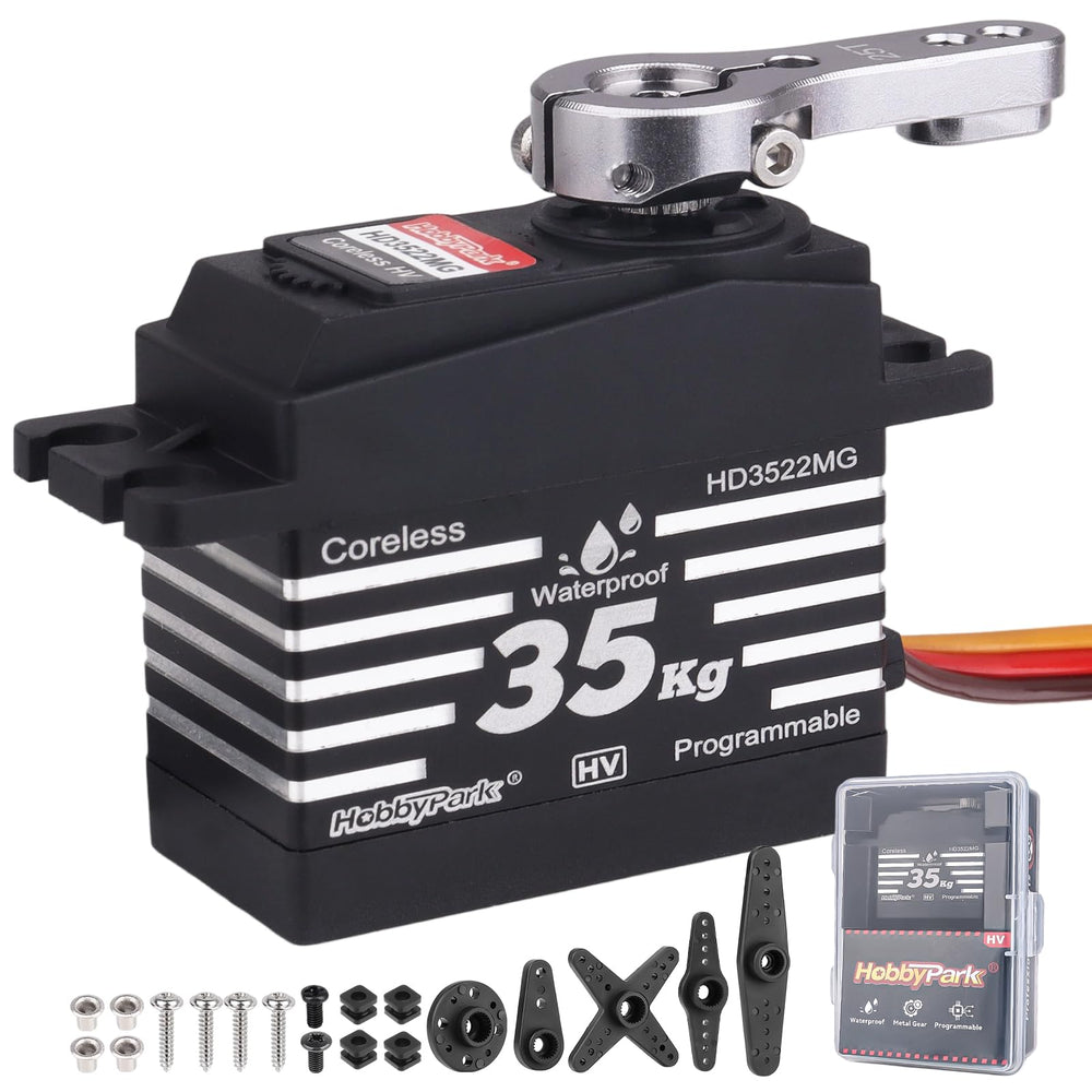 HobbyPark waterproof 35kg servo unit designed for robust RC steering.