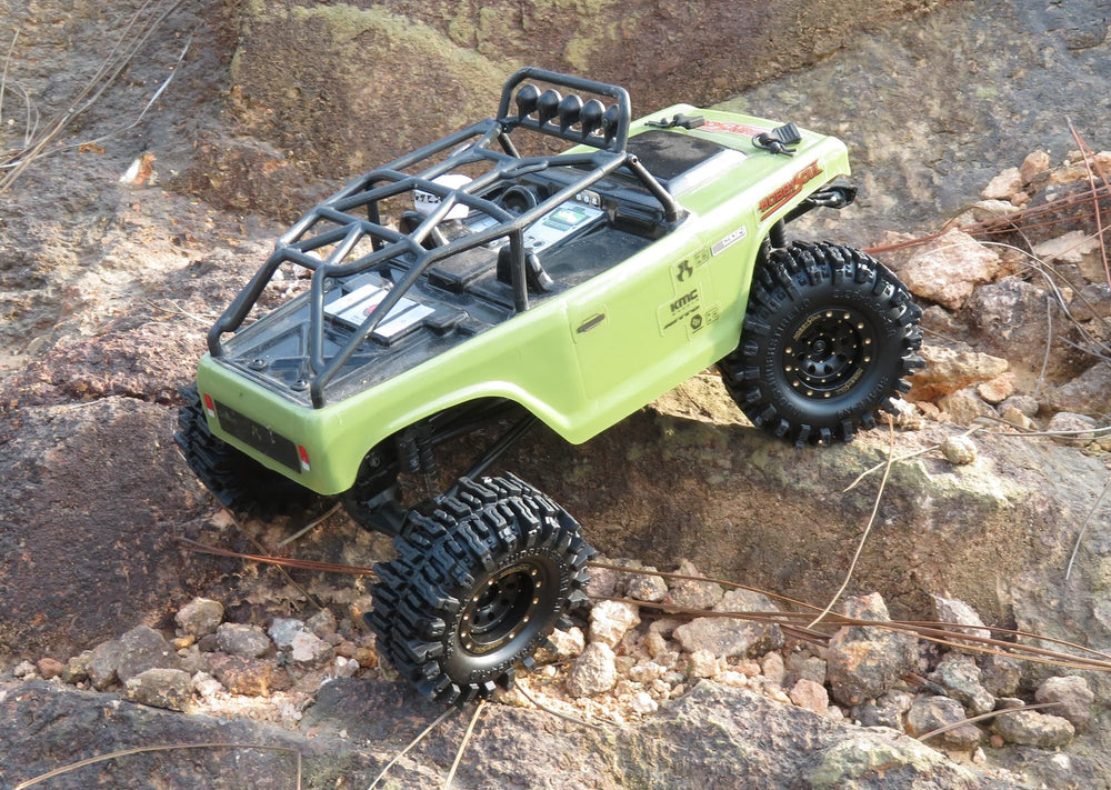 Hobbysoul SCX24 1/24 upgrade tires enhance rock crawling capability.