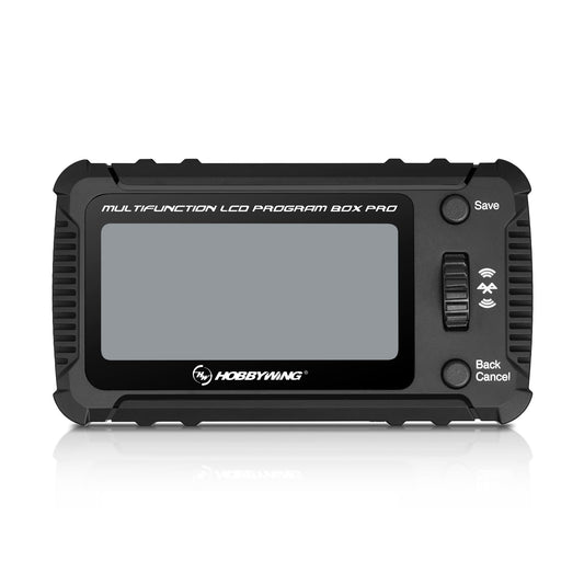 Hobbywing Multifunction LCD Program Box Pro front view with 2.8-inch display for ESC setup