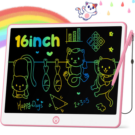 Hockvill 16-inch pink LCD doodle pad ideal for drawing anywhere.