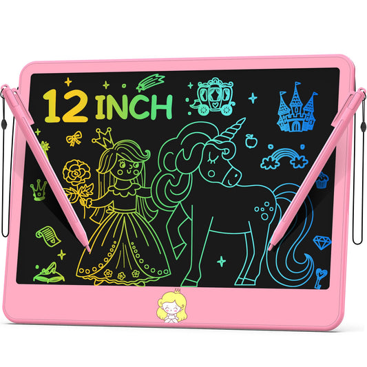 Hockvill LCD writing tablet 12-inch pink for creative, mess-free learning