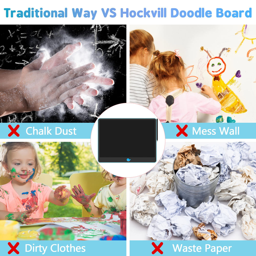 Kid-friendly blue Doodle board used during family road trip