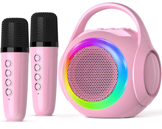 Hockvill Mini Karaoke with duet mics for kid duets.
