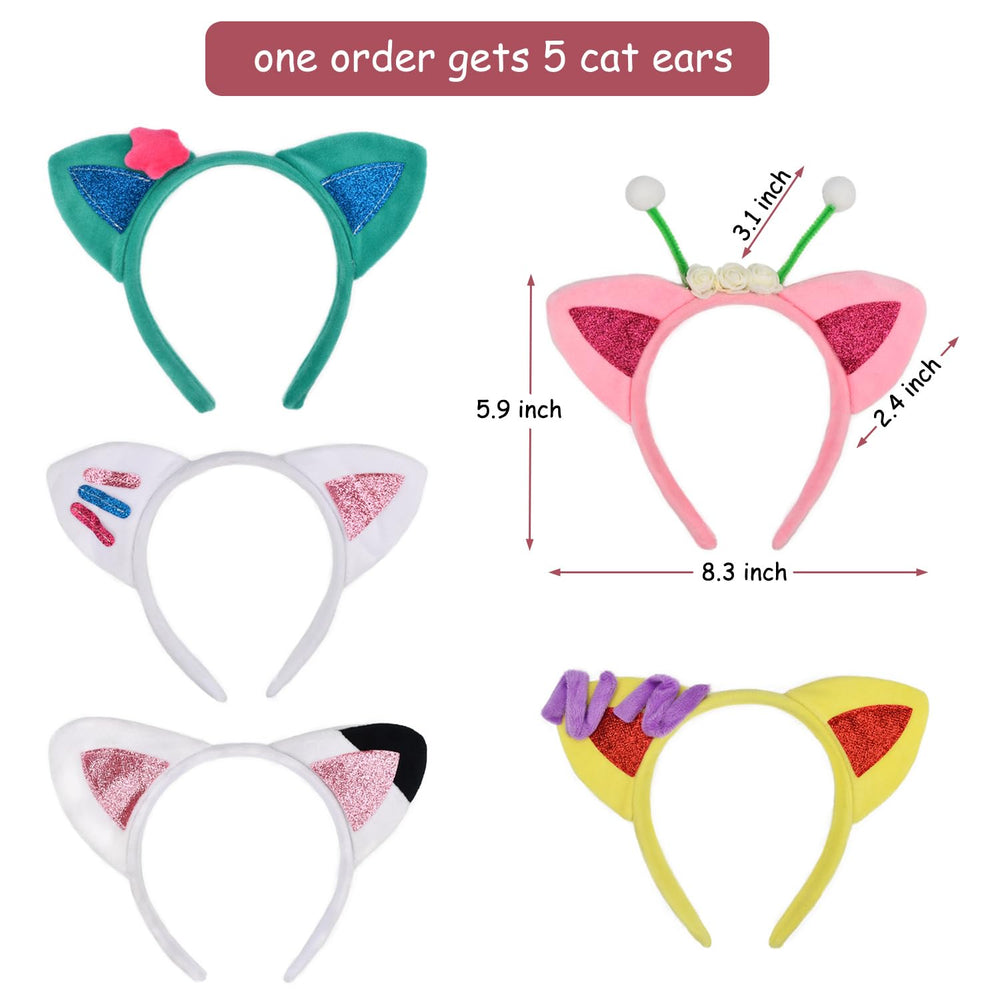 HODRME cat ears headband in soft flannel with glitter detail for festive looks.