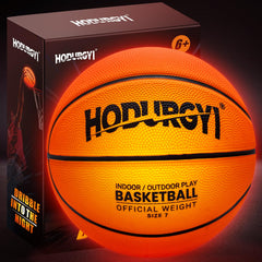 Hodurgyi glow basketball on a night court enhancing visibility and fun