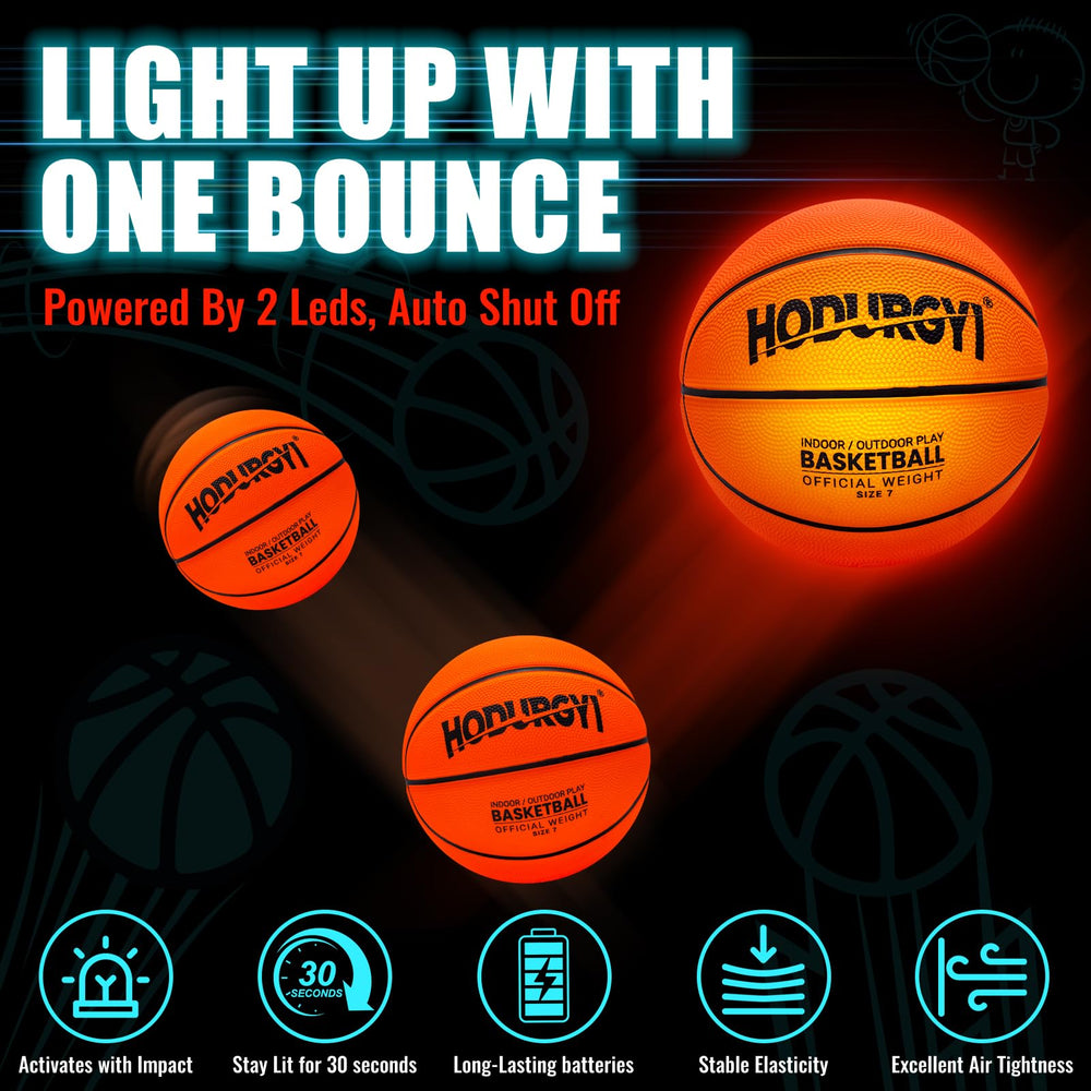 Hodurgyi glow basketball official size 29.5 inches for pro-like handling