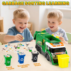 Hodurgyi large garbage truck toy side view, smooth movement enables everyday pretend transportation.