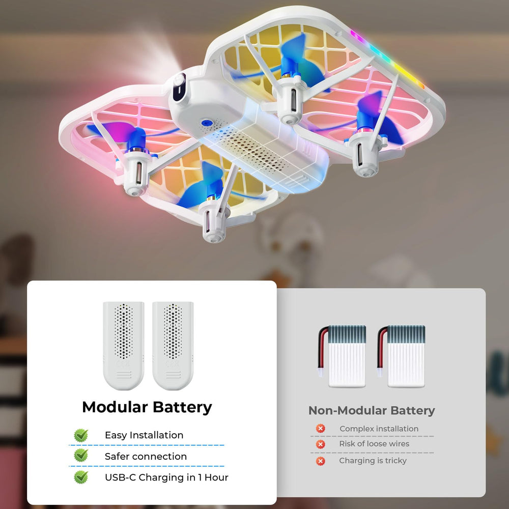 HOFMOC mini drone protected by propeller guards for safety and durability.