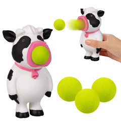 Hog Wild Cow Ball Popper close-up belly squeeze launches foam balls with air power.