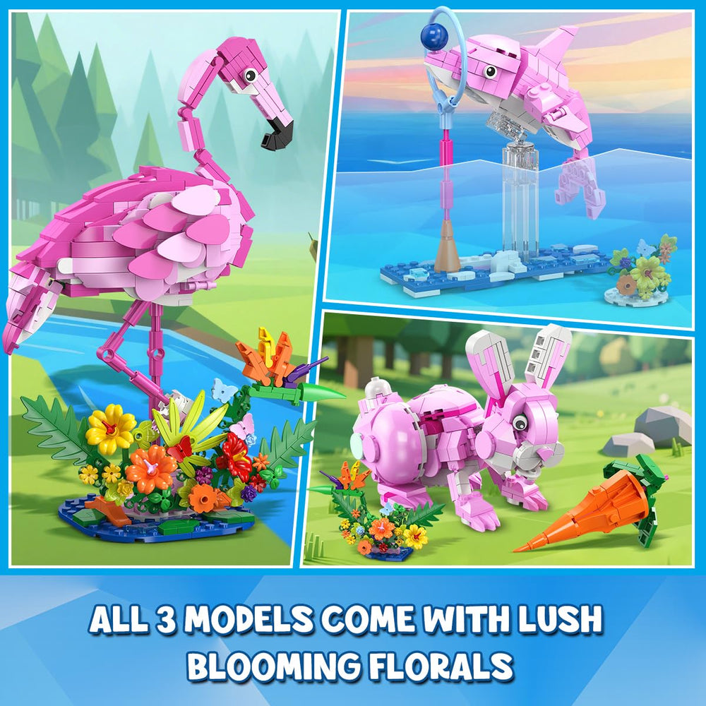 HOGOKIDS pink flamingo figure with movable neck for dynamic play and posing
