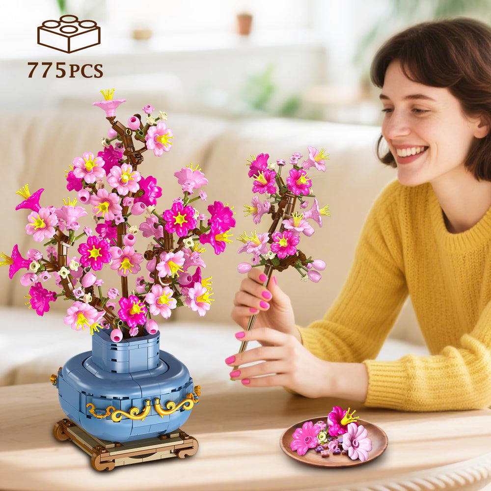 HOGOKIDS Cherry-Blossom Bonsai half-moon planter fits neatly on shelves