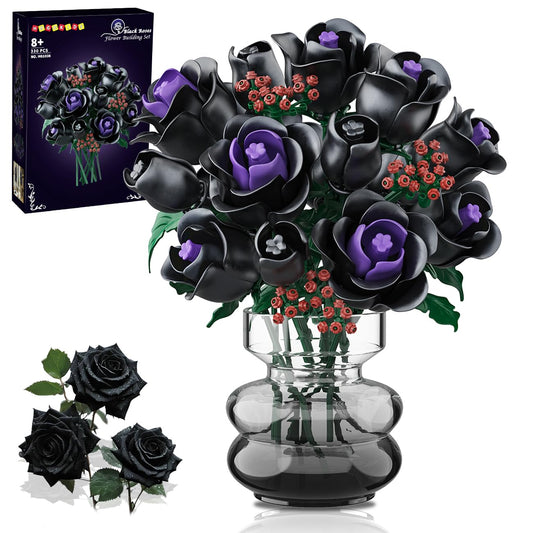 HOGOKIDS black rose bouquet building set for dramatic home decor