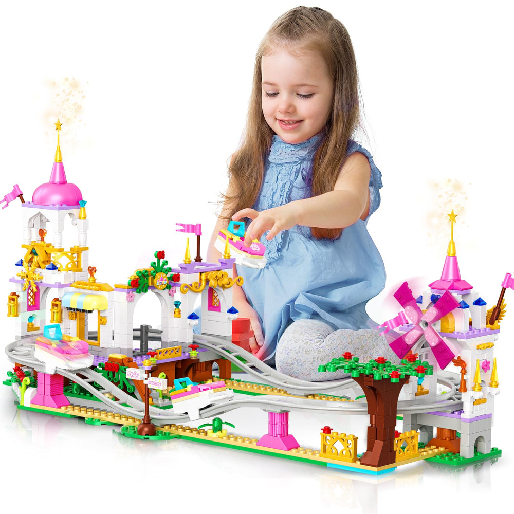 HOGOKIDS roller coaster pink park scene promotes imaginative play with friends.