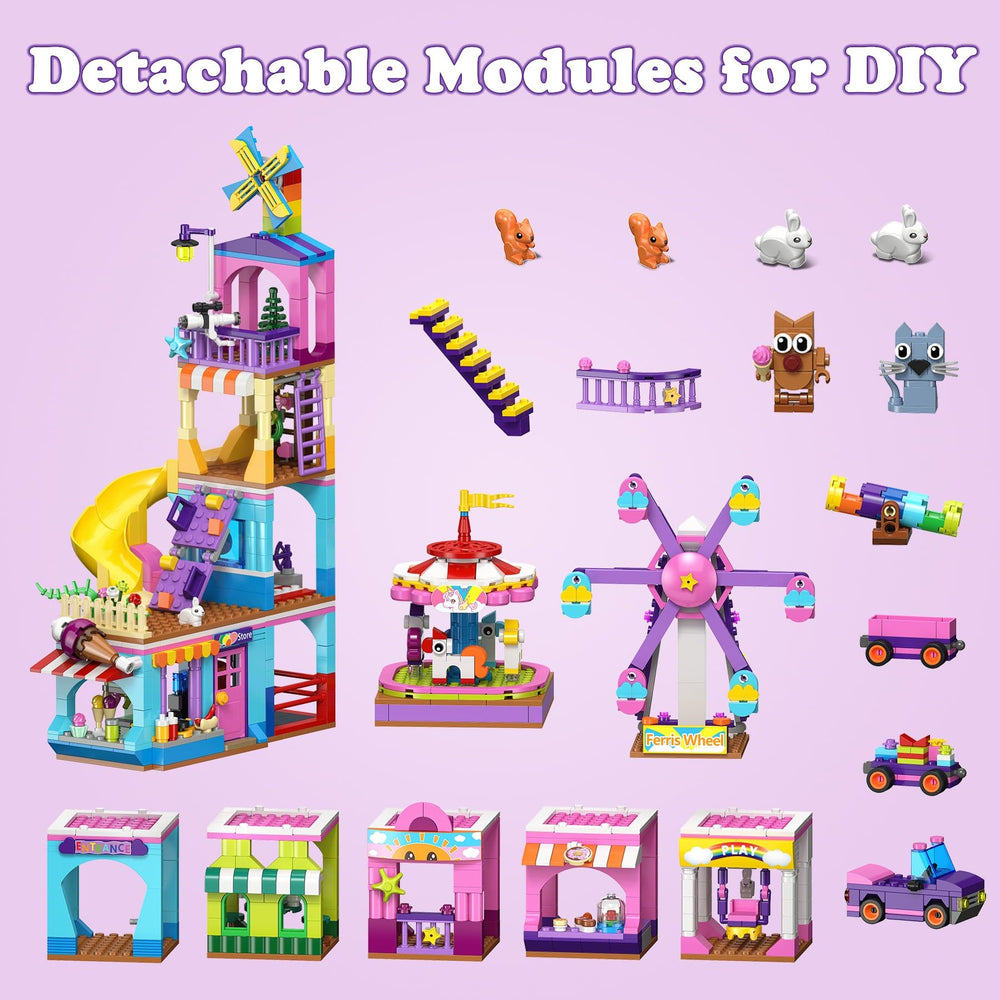 HOGOKIDS park building set seesaw scene encourages cooperative play.