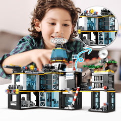 HOGOKIDS police station stickers decorate and personalize the build.