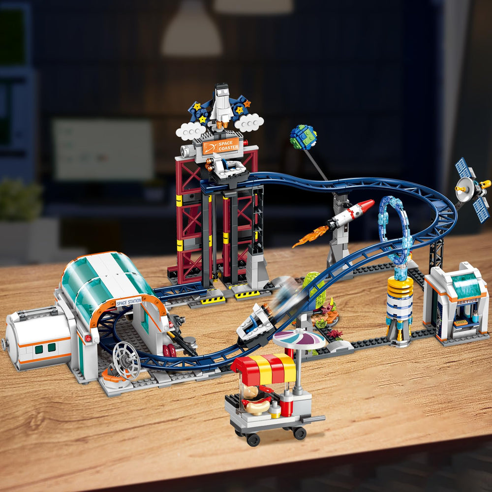 HOGOKIDS Space Roller Coaster hot dog cart enhances space park scenery.