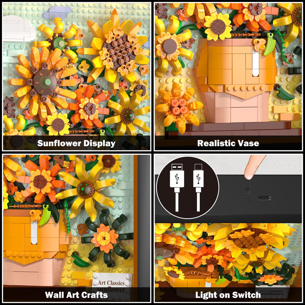 HOGOKIDS Sunflower blocks build a freestanding sculpture for shelf display