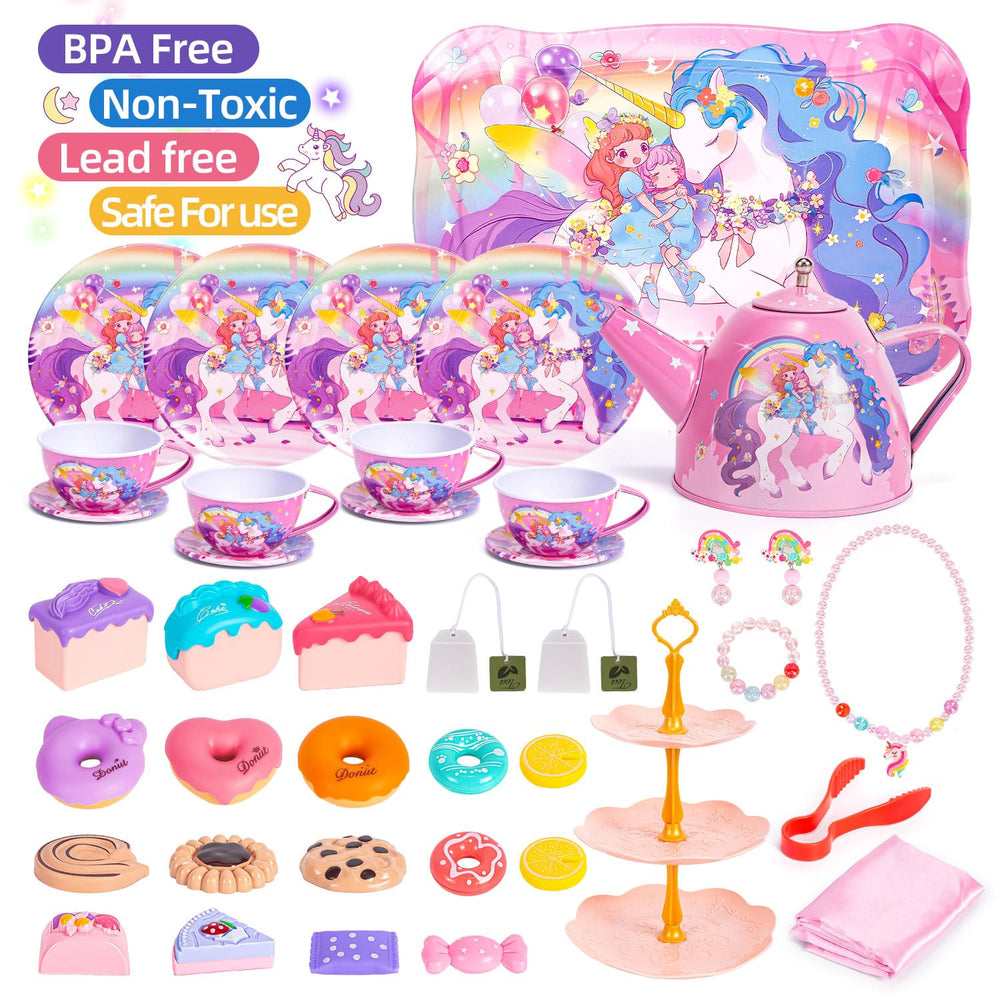 Hohosunlar Unicorn Tea Party Set carry-case for easy cleanup and storage.