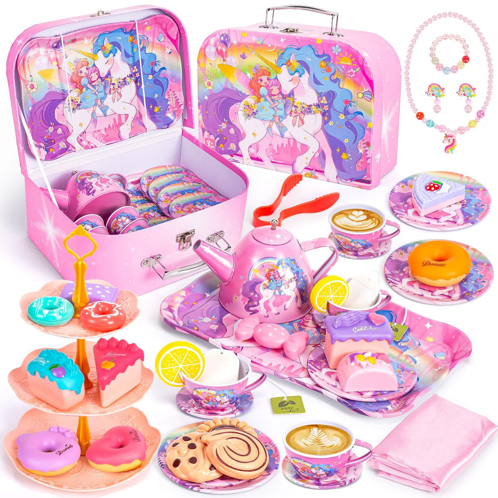 Hohosunlar Unicorn Tea Party Set teapot for imaginative pretend play with friends.