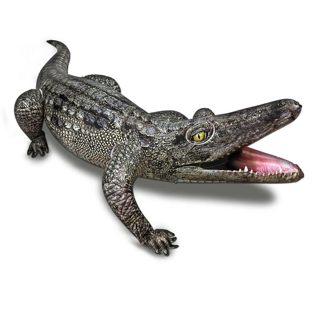 HOHQB 40in inflatable alligator floats in pool for dramatic party decor.