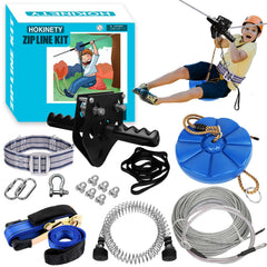 HOKINETY zipline kit 100ft cable setup for backyard adventures and durability