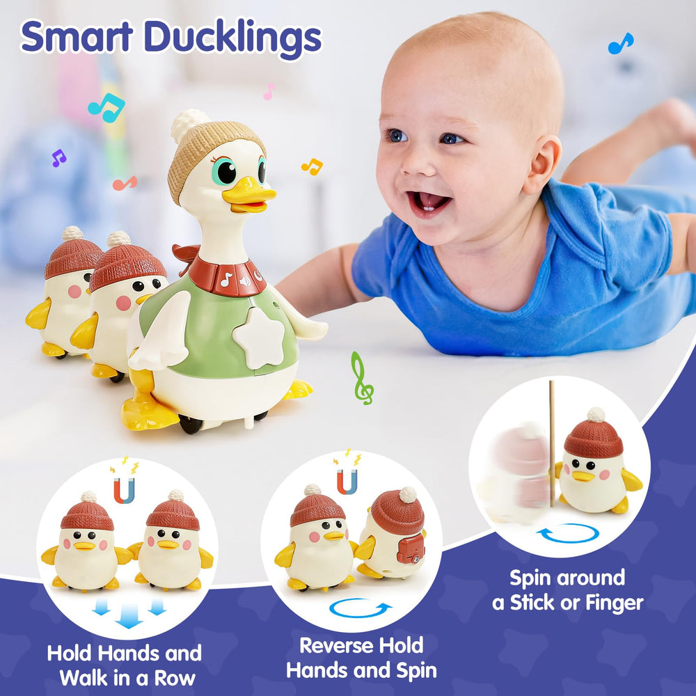 HOLA tummy time setup featuring the duck toy and lights